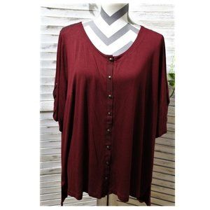 Cato Burgundy button up blouse(538)